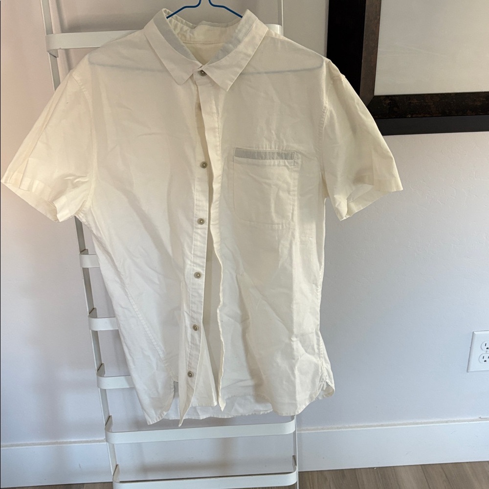 White Short Sleeve Button-Up Shirt